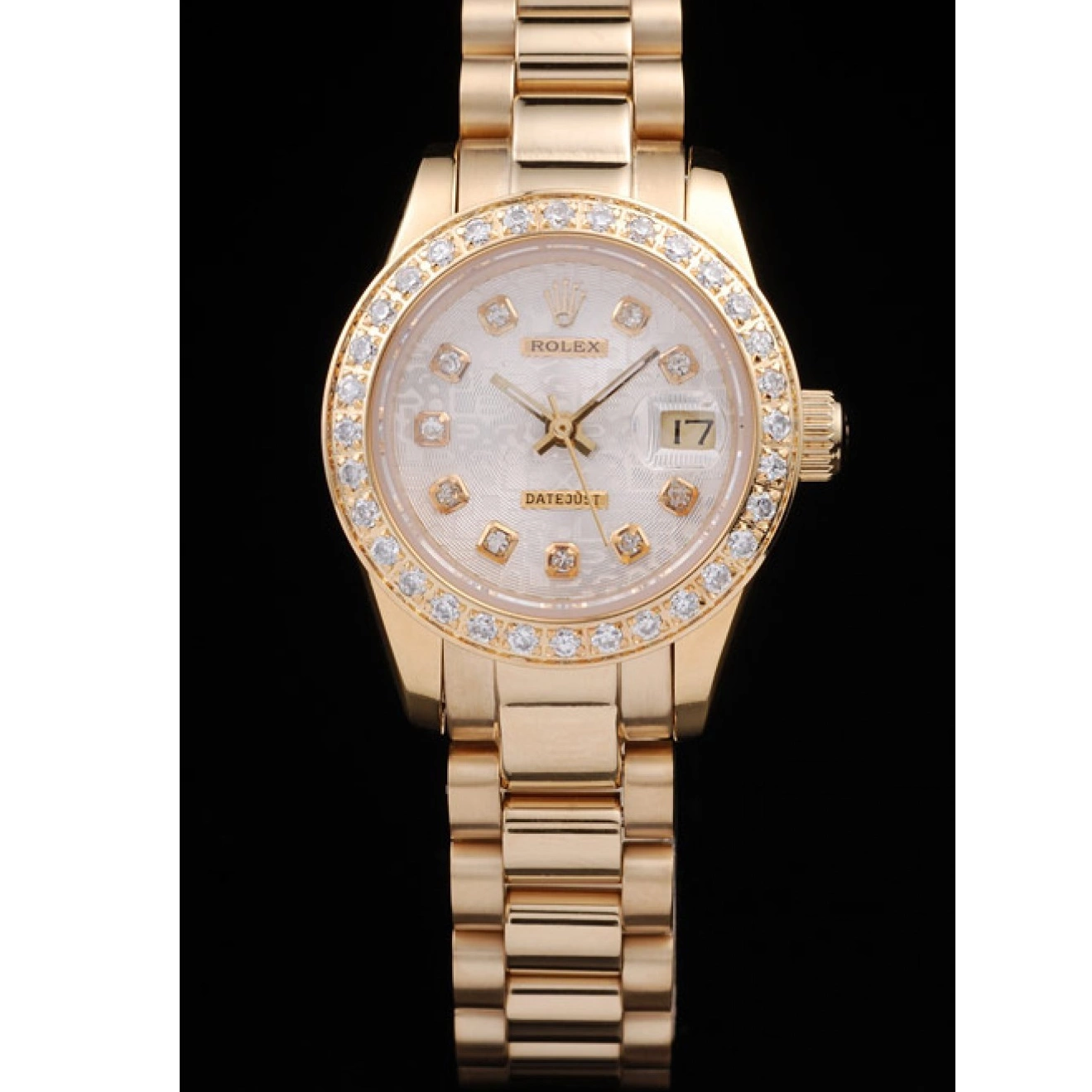 Aaa replica watch Gold Steel Datejust Yellow 98076 Plated Rolex Stainless Diamond 18k Plated 0817